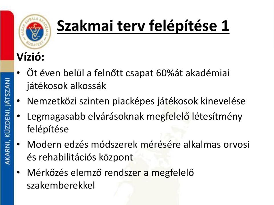 elvárásoknak megfelelő létesítmény felépítése Modern edzés módszerek mérésére