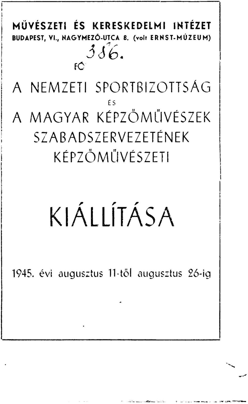 fű ARO' -- A NEMZETI SPORTBIZOTTSÁG ÉS A MAGYAR KÉPZŐMŰVÉSZEK