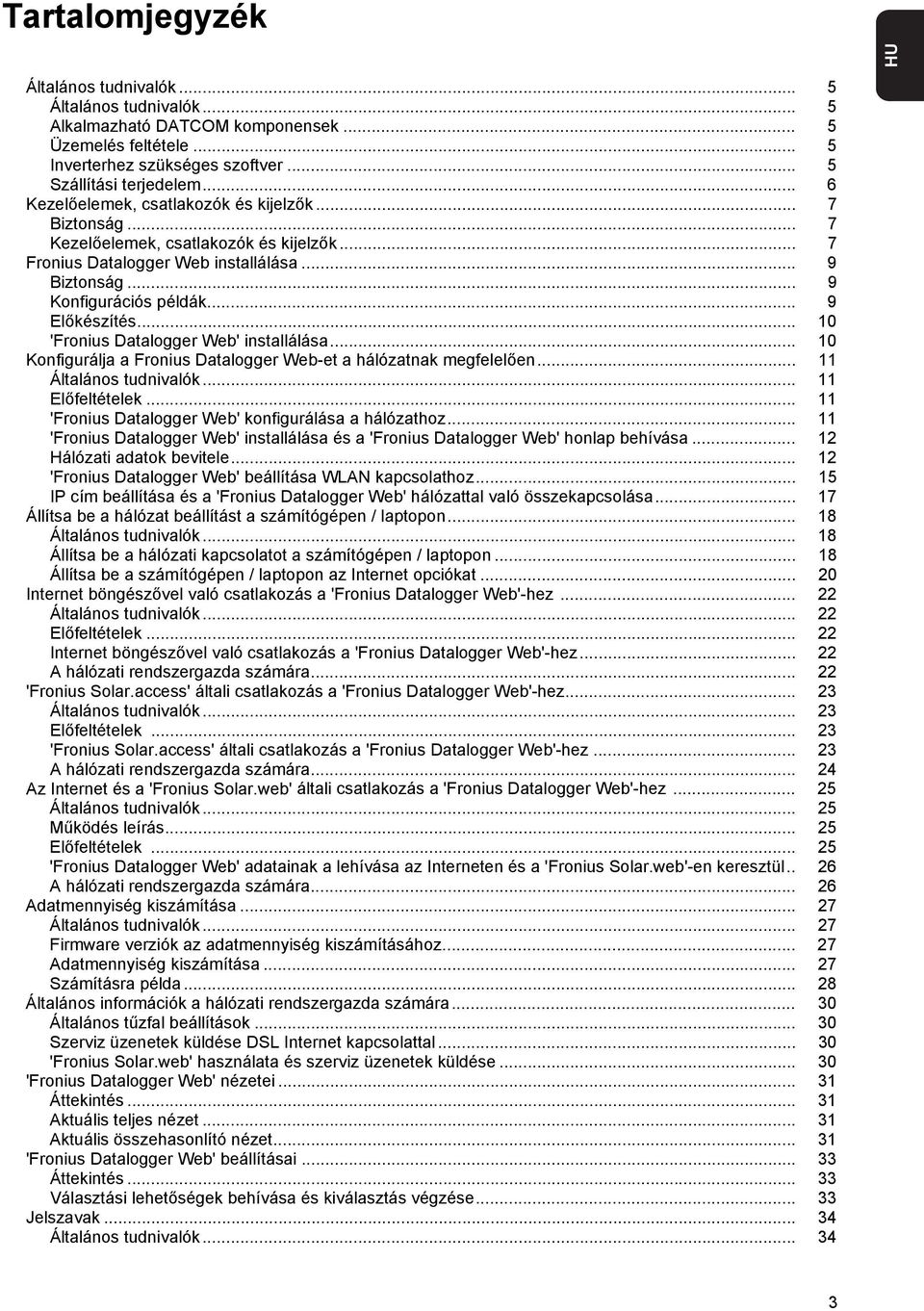 .. 10 'Fronius Datalogger Web' installálása... 10 Konfigurálja a Fronius Datalogger Web-et a hálózatnak megfelelően... 11 Általános tudnivalók... 11 Előfeltételek.