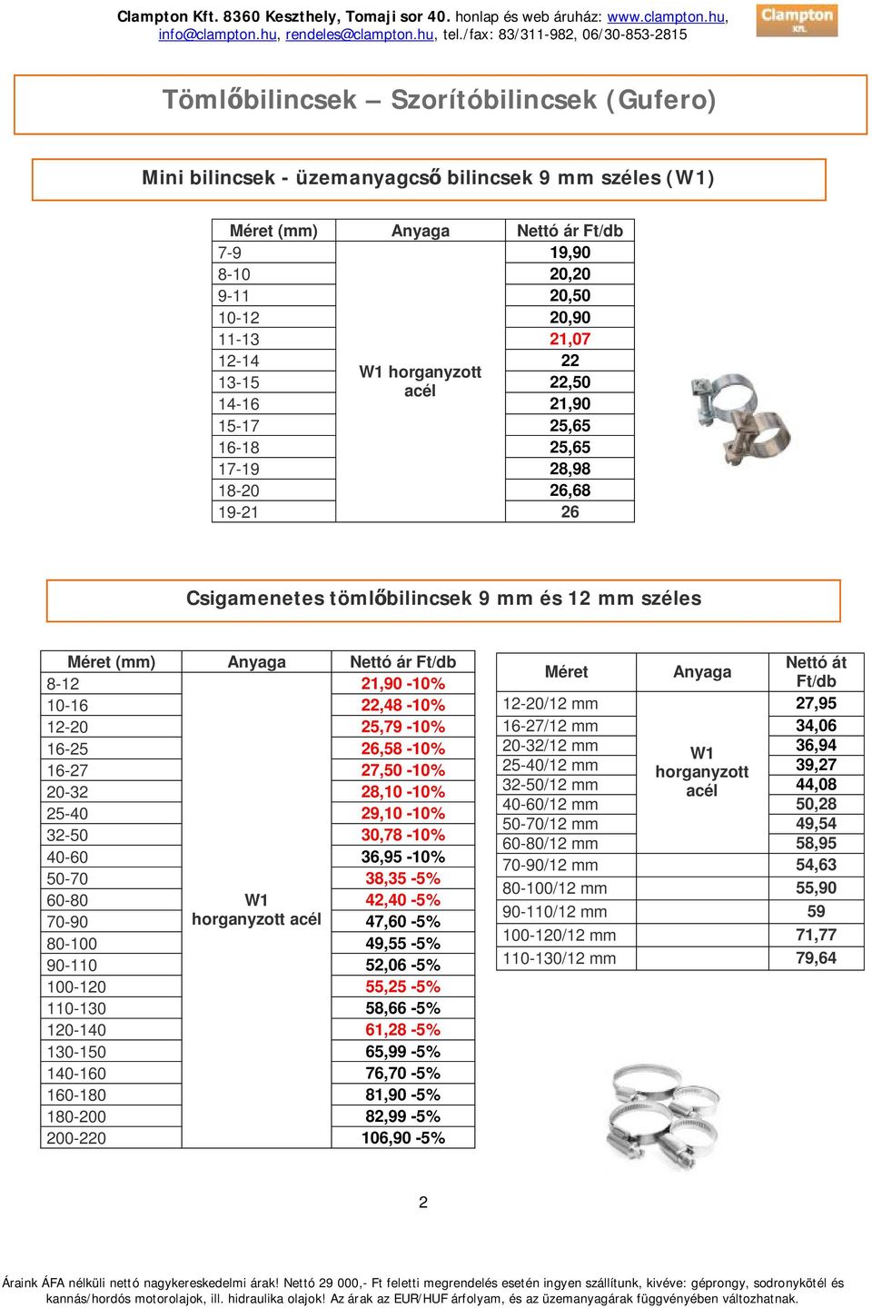 10-16 22,48-10% 12-20 25,79-10% 16-25 26,58-10% 16-27 27,50-10% 20-32 28,10-10% 25-40 29,10-10% 32-50 30,78-10% 40-60 36,95-10% 50-70 38,35-5% 60-80 W1 42,40-5% 70-90 horganyzott acél 47,60-5% 80-100