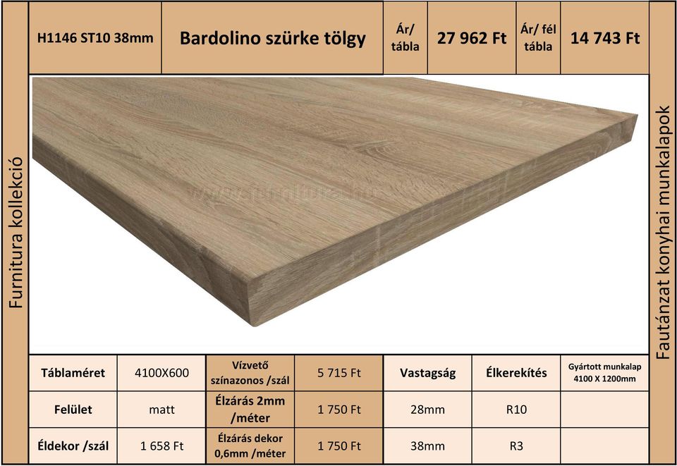 Fino fahéj. Fautánzat konyhai munkalapok. Furnitura kollekció Ft Ft. F584  ST22 38mm. Ár/ tábla. Ár/ fél tábla - PDF Ingyenes letöltés