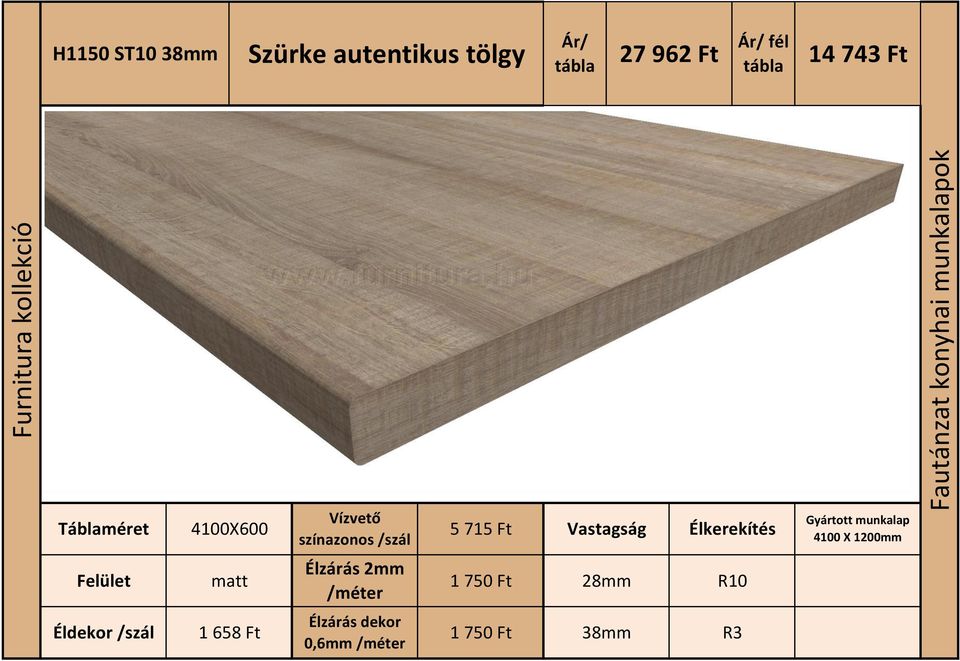 Fino fahéj. Fautánzat konyhai munkalapok. Furnitura kollekció Ft Ft. F584  ST22 38mm. Ár/ tábla. Ár/ fél tábla - PDF Ingyenes letöltés