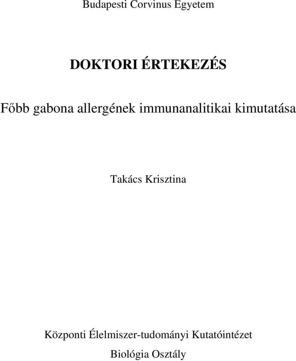 immunanalitikai kimutatása Takács