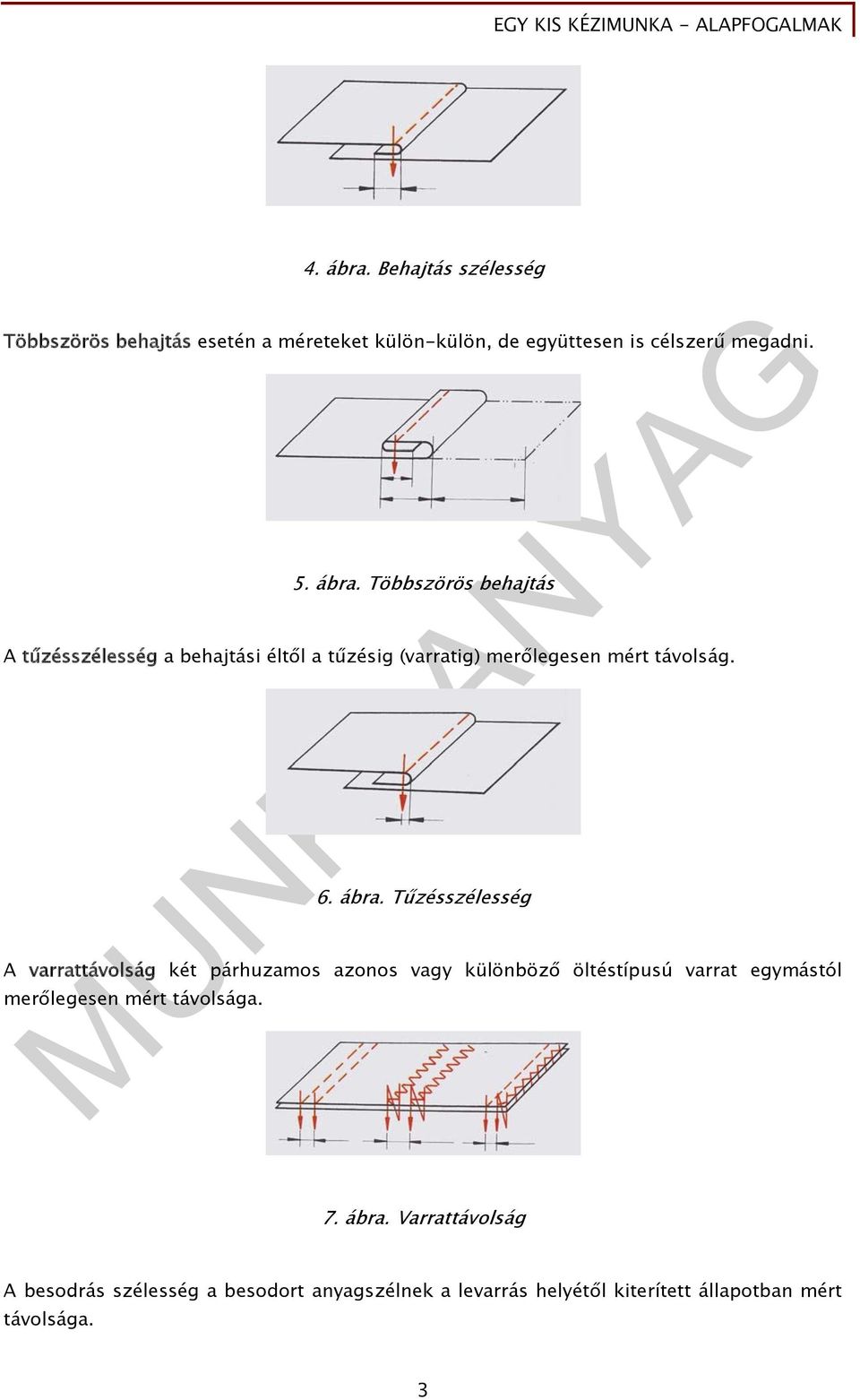 Tűzésszélesség A varrattávolság két párhuzamos azonos vagy különböző öltéstípusú varrat egymástól merőlegesen mért