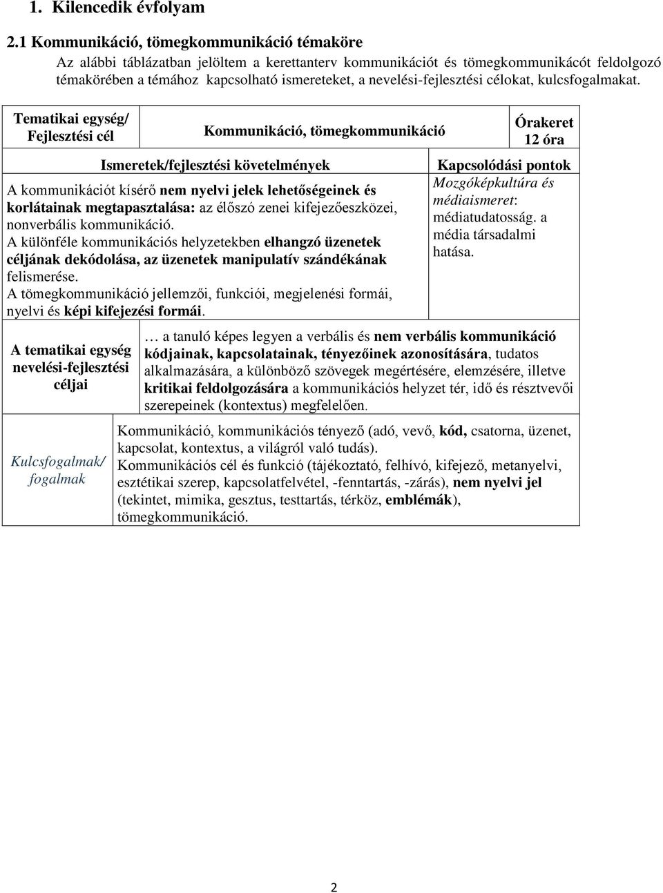 nevelési-fejlesztési célokat, kulcsfogalmakat.