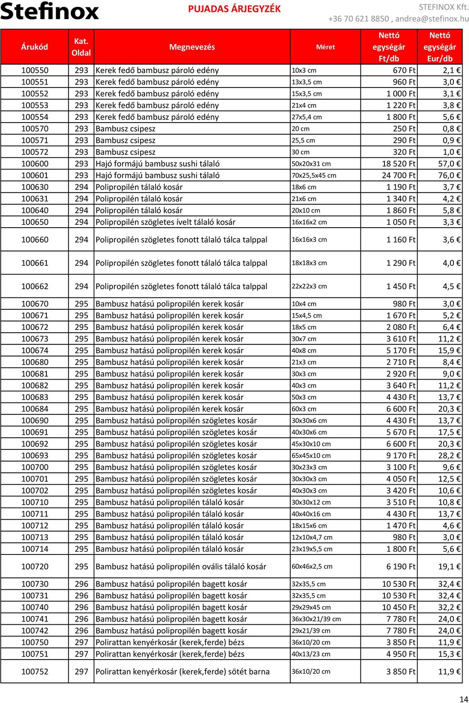 290 Ft 0,9 100572 293 Bambusz csipesz 30 cm 320 Ft 1,0 100600 293 Hajó formájú bambusz sushi tálaló 50x20x31 cm 18520 Ft 57,0 100601 293 Hajó formájú bambusz sushi tálaló 70x25,5x45 cm 24700 Ft 76,0