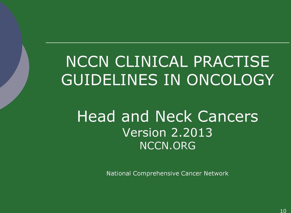 Neck Cancers Version 2.2013 NCCN.