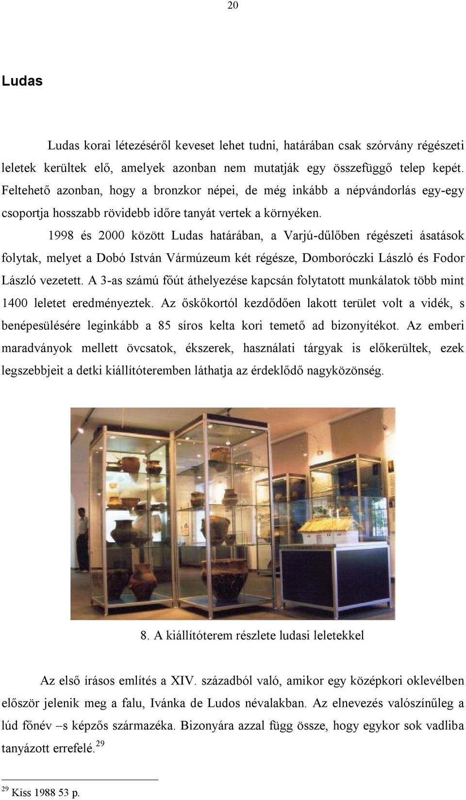 1998 és 2000 között Ludas határában, a Varjú-dűlőben régészeti ásatások folytak, melyet a Dobó István Vármúzeum két régésze, Domboróczki László és Fodor László vezetett.