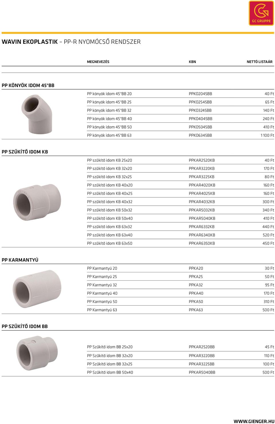 KB 32x25 PPKAR3225KB 80 Ft PP szűkítő idom KB 40x20 PPKAR4020KB 160 Ft PP szűkítő idom KB 40x25 PPKAR4025KB 160 Ft PP szűkítő idom KB 40x32 PPKAR4032KB 300 Ft PP szűkítő idom KB 50x32 PPKAR5032KB 340