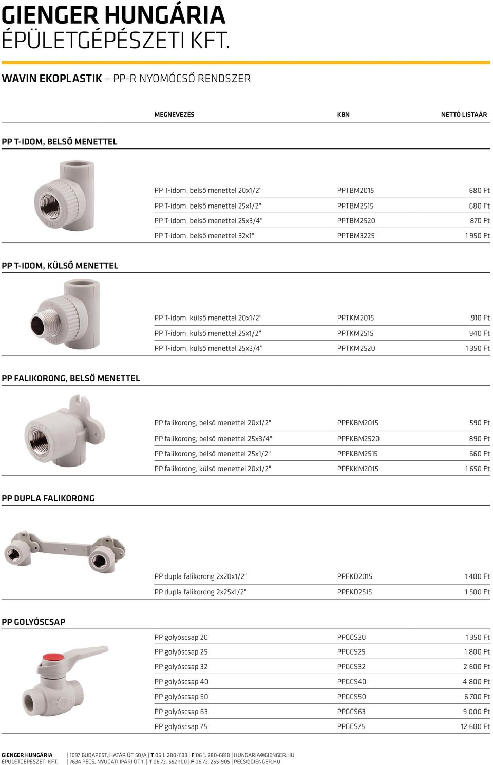 Wavin Ekoplastik PP-R nyomócső rendszer. Árlista ÉRVÉNYES tôl visszavonásig  - PDF Ingyenes letöltés