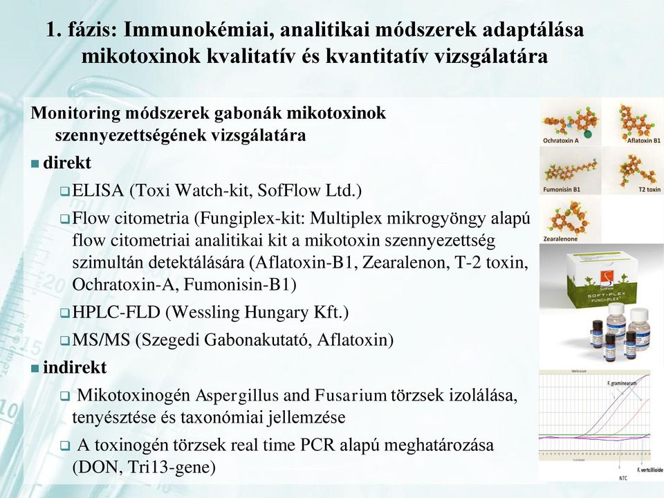 ) Flow citometria (Fungiplex-kit: Multiplex mikrogyöngy alapú flow citometriai analitikai kit a mikotoxin szennyezettség szimultán detektálására (Aflatoxin-B1,