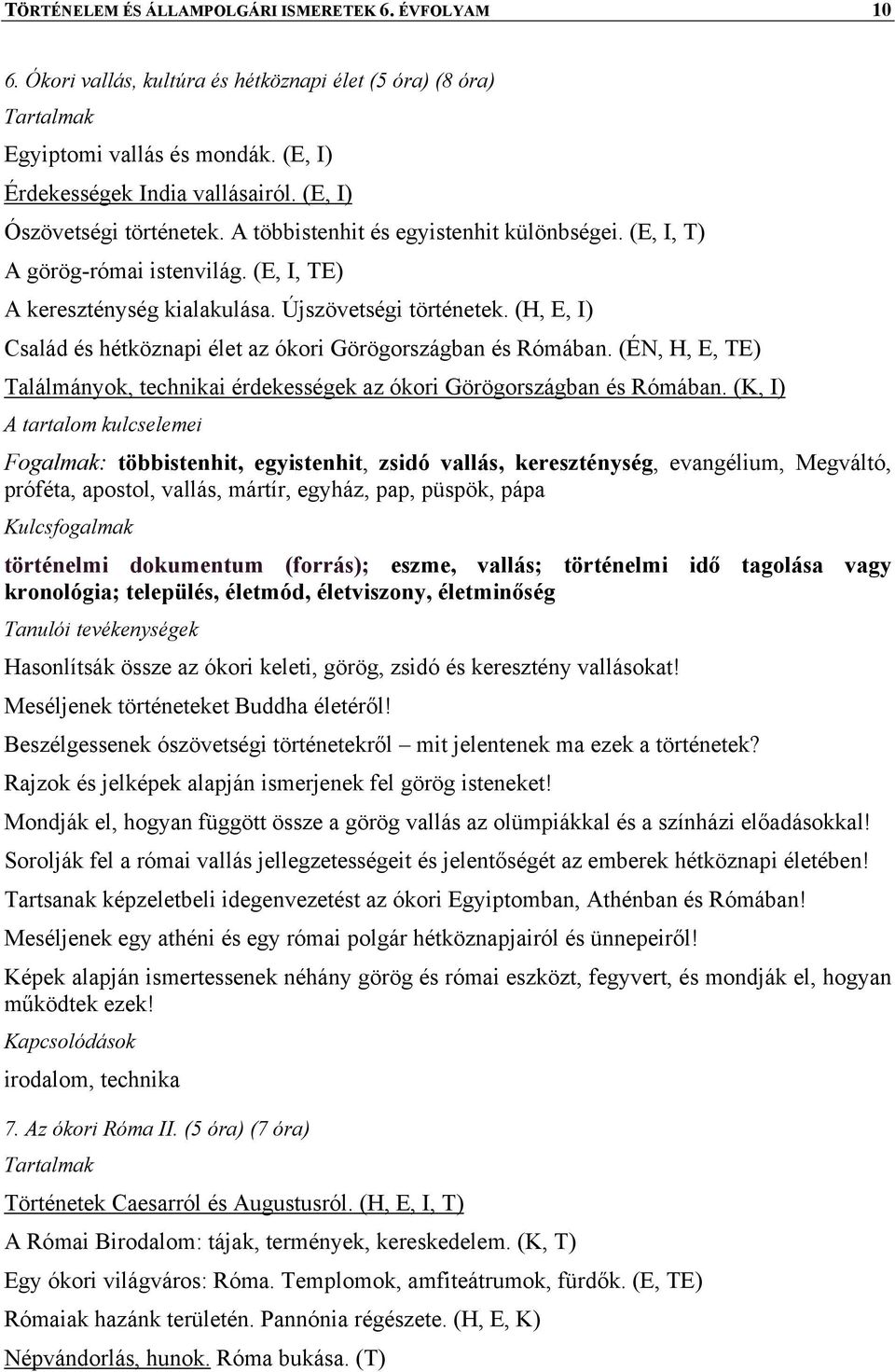 (H, E, I) Család és hétköznapi élet az ókori Görögországban és Rómában. (ÉN, H, E, TE) Találmányok, technikai érdekességek az ókori Görögországban és Rómában.