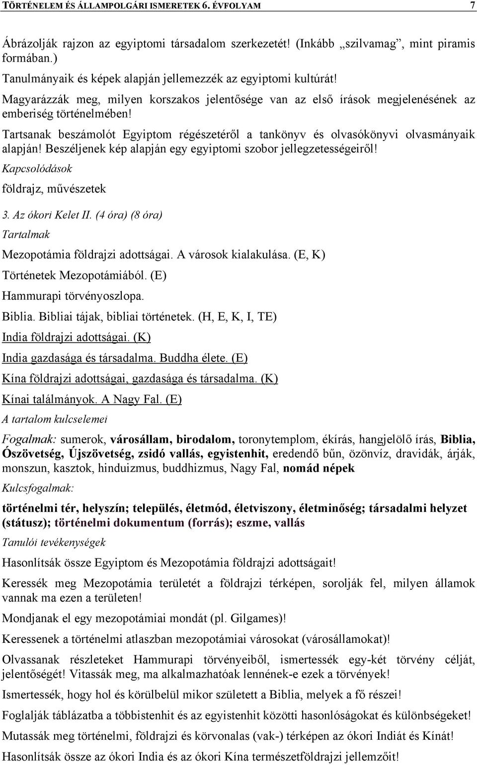 Tartsanak beszámolót Egyiptom régészetéről a tankönyv és olvasókönyvi olvasmányaik alapján! Beszéljenek kép alapján egy egyiptomi szobor jellegzetességeiről! földrajz, művészetek 3. Az ókori Kelet II.