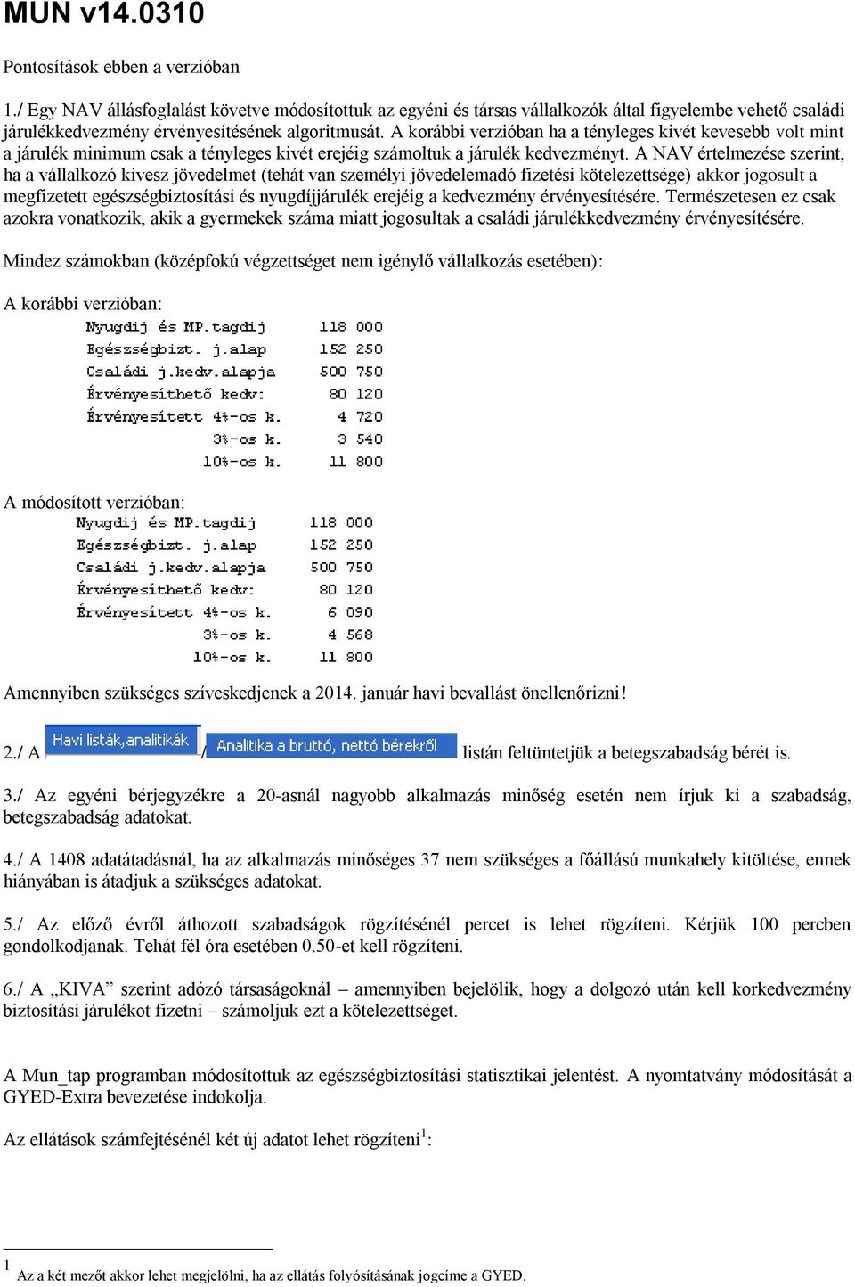 A korábbi verzióban ha a tényleges kivét kevesebb volt mint a járulék minimum csak a tényleges kivét erejéig számoltuk a járulék kedvezményt.