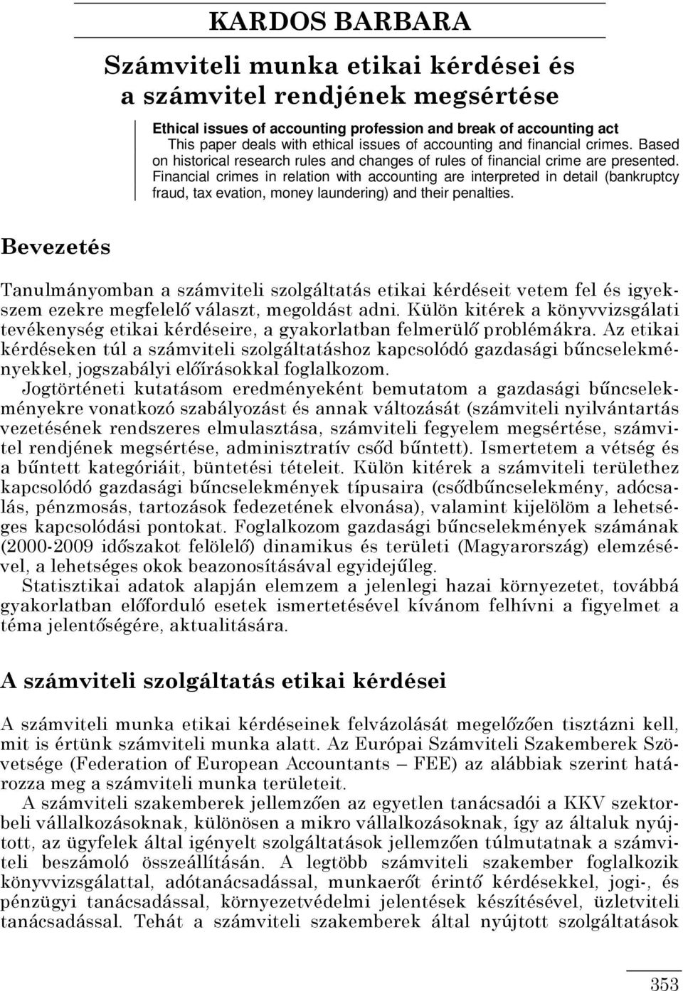 KARDOS BARBARA Számviteli munka etikai kérdései és a számvitel rendjének  megsértése - PDF Ingyenes letöltés