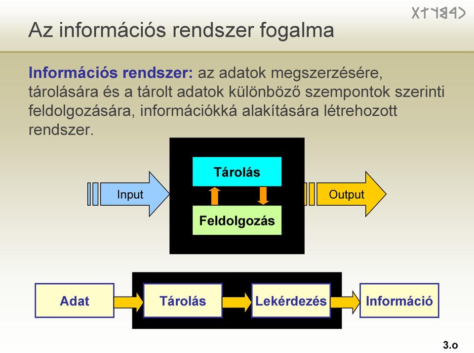 szerinti feldolgozására, információkká alakítására létrehozott