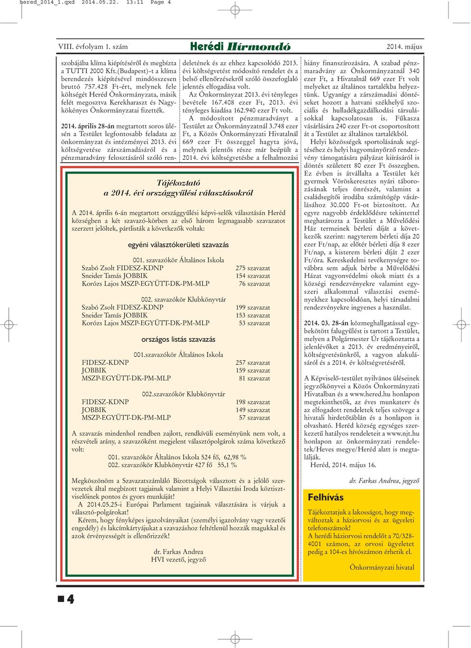 április 28-án megtartott soros ülésén a Testület legfontosabb feladata az önkormányzat és intézményei 2013.