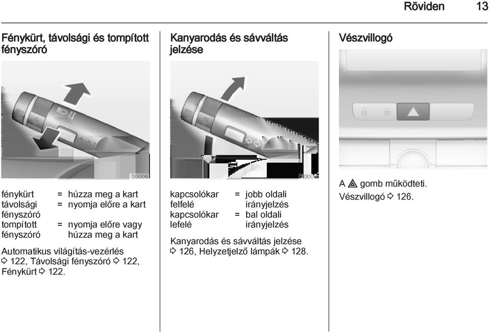 világítás-vezérlés 3 122, Távolsági fényszóró 3 122, Fénykürt 3 122.