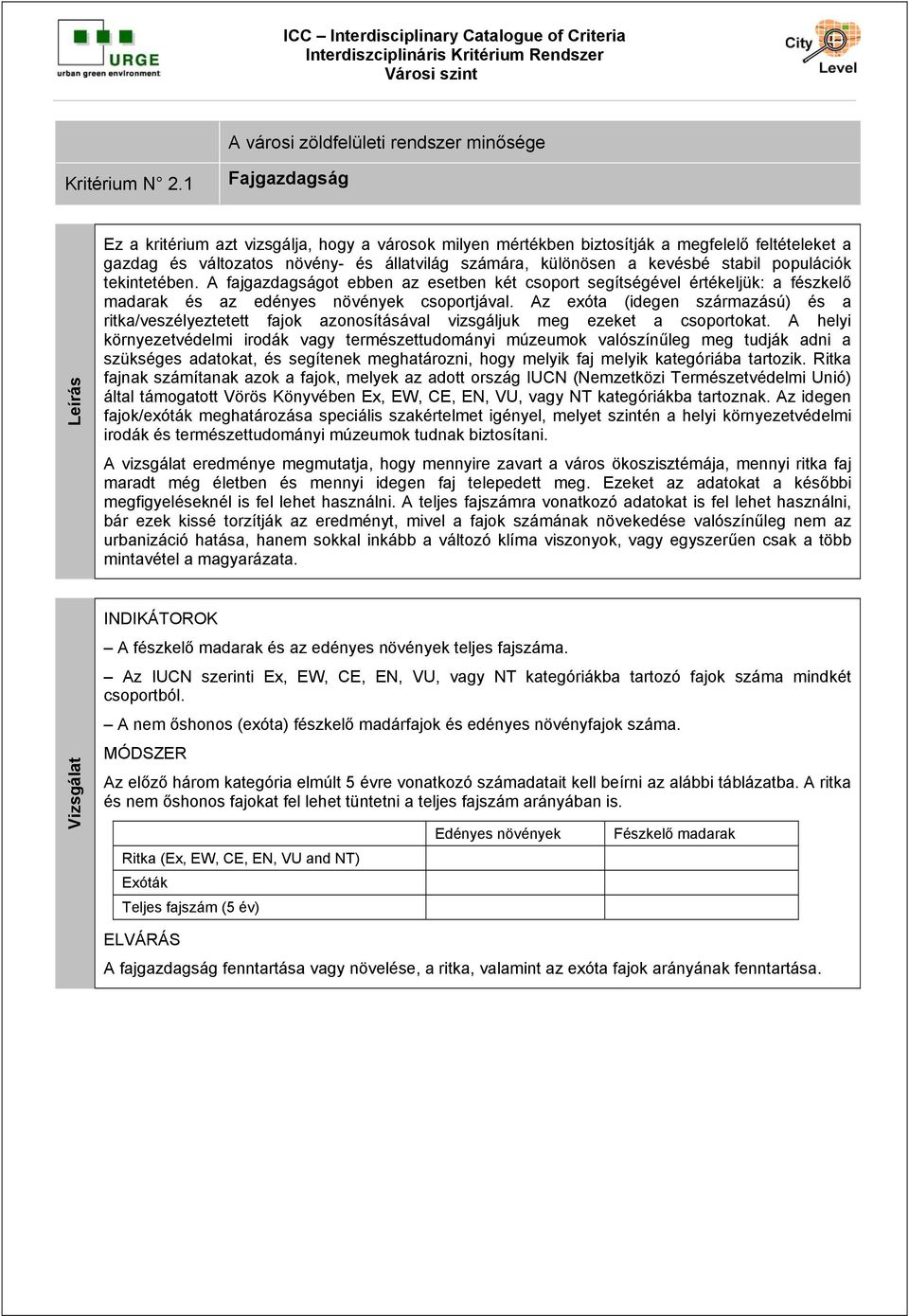 populációk tekintetében. A fajgazdagságot ebben az esetben két csoport segítségével értékeljük: a fészkelő madarak és az edényes növények csoportjával.