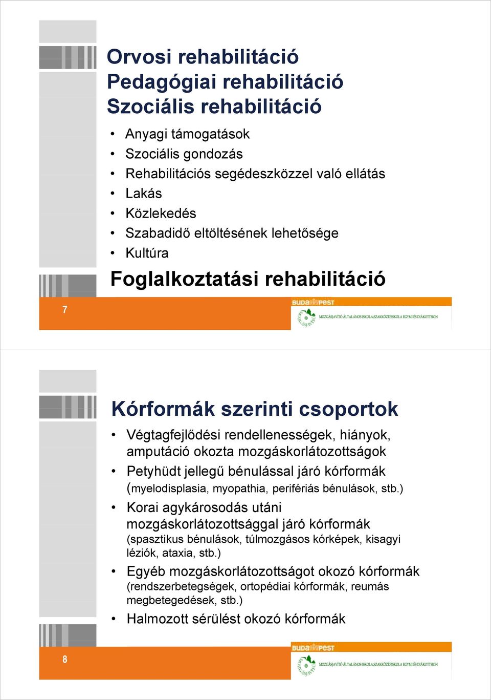 Petyhüdt jellegű bénulással járó kórformák (myelodisplasia, l i myopathia, perifériás iá bénulások, stb.