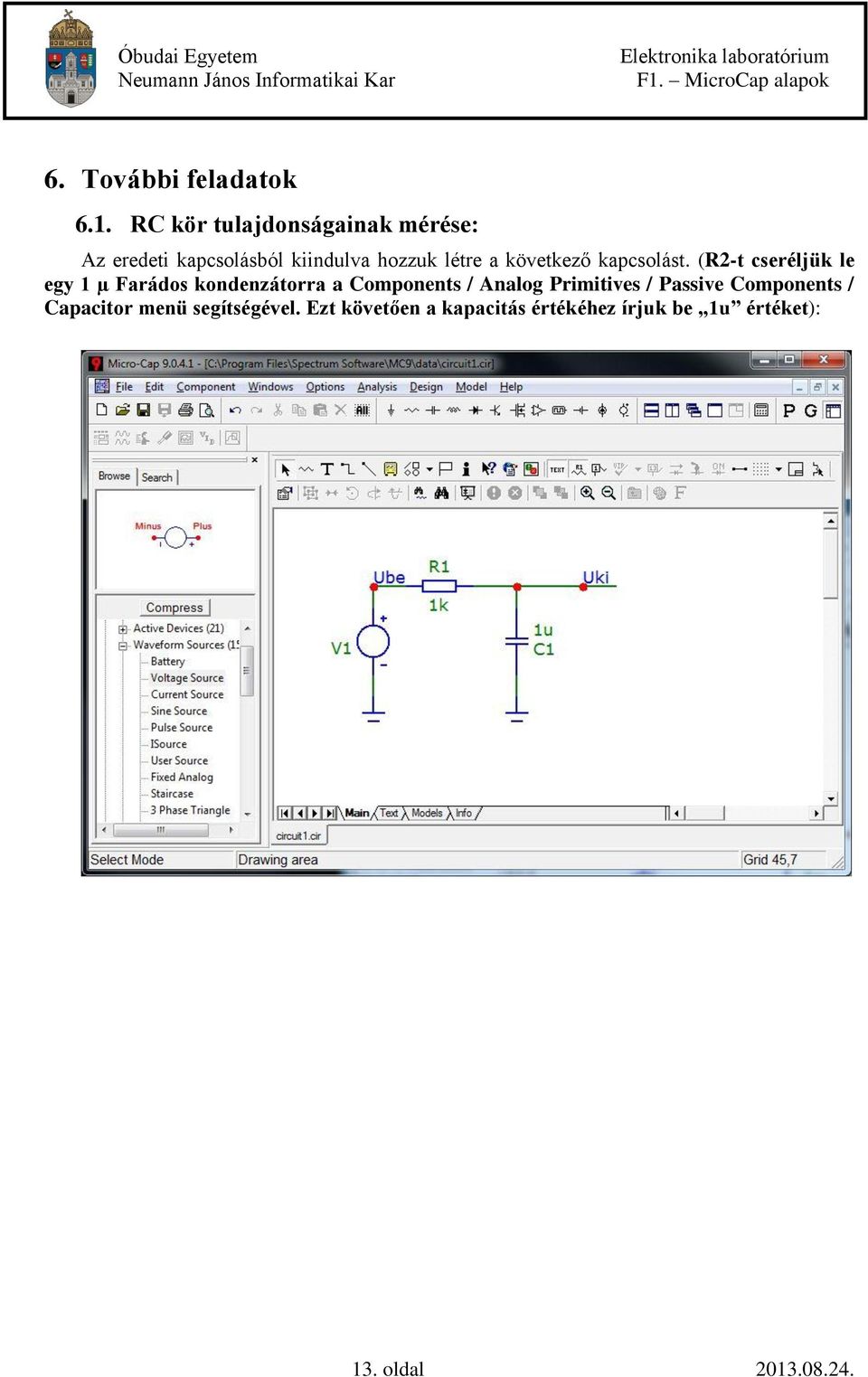 Labor feladatlap. 1. MicroCap. 2. Felhasználói felület - PDF Ingyenes  letöltés