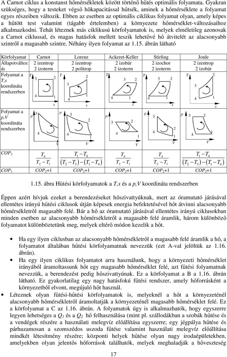 Ebben az esetben az optimális ciklikus folyamat olyan, amely képes a hűtött test valamint (tágabb értelemben) a környezete hőmérséklet-változásaihoz alkalmazkodni.