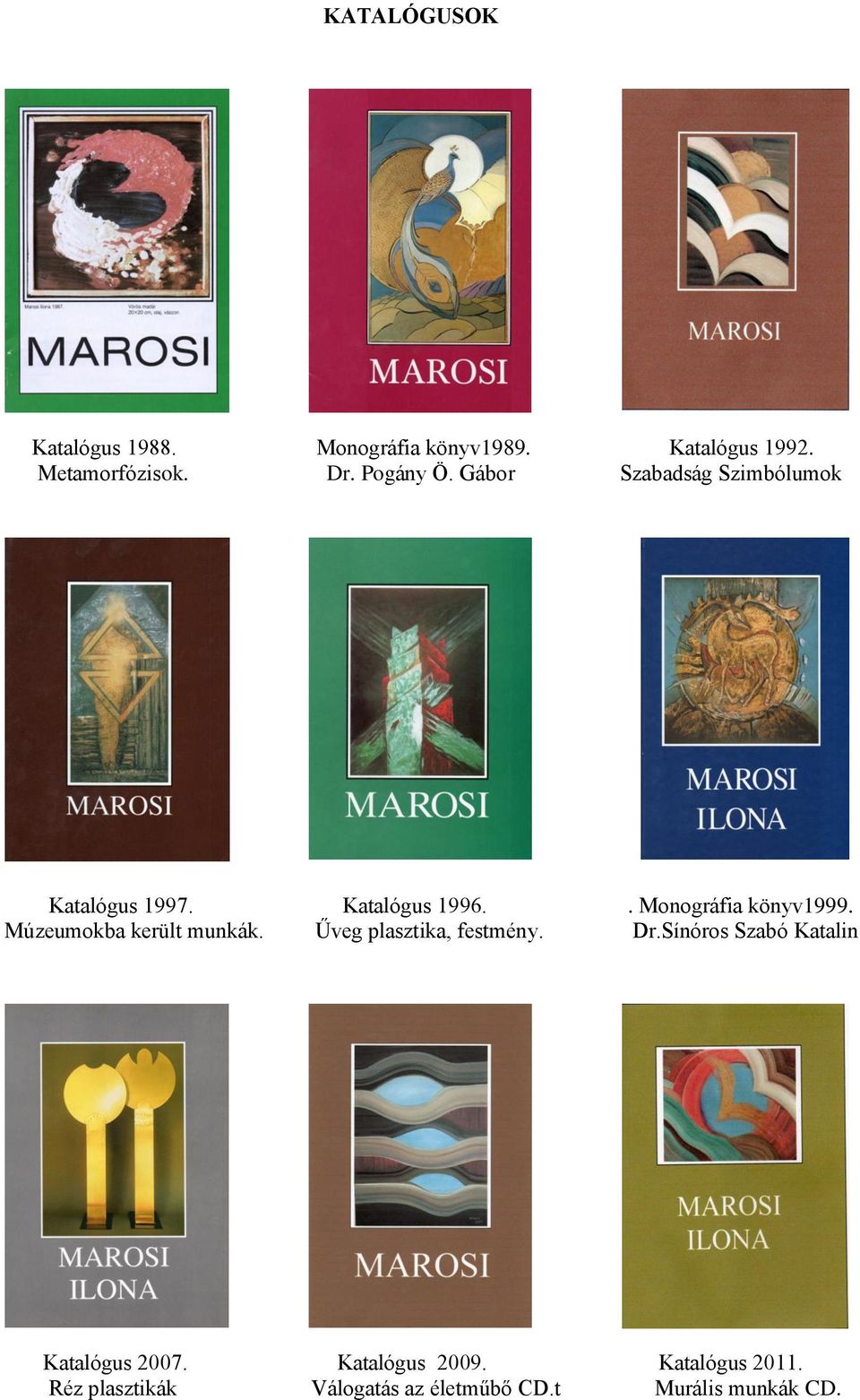 Múzeumokba került munkák. Űveg plasztika, festmény. Dr.