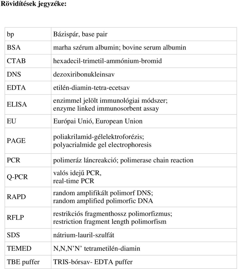 Union poliakrilamid-gélelektroforézis; polyacrialmide gel electrophoresis polimeráz láncreakció; polimerase chain reaction valós idejű PCR, real-time PCR random amplifikált