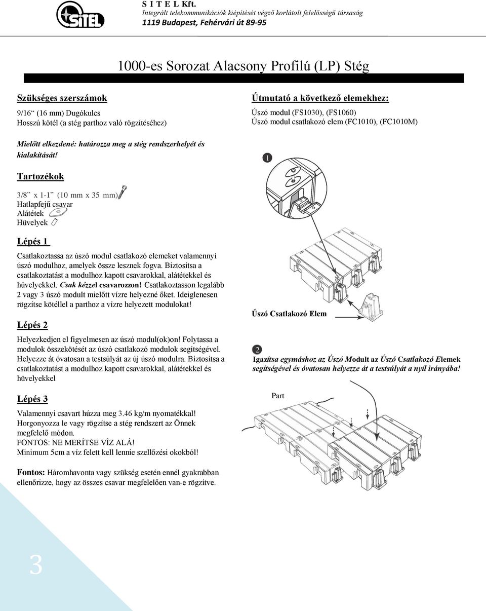 Használati Útmutató. Moduláris Úszó Stégek - PDF Ingyenes letöltés