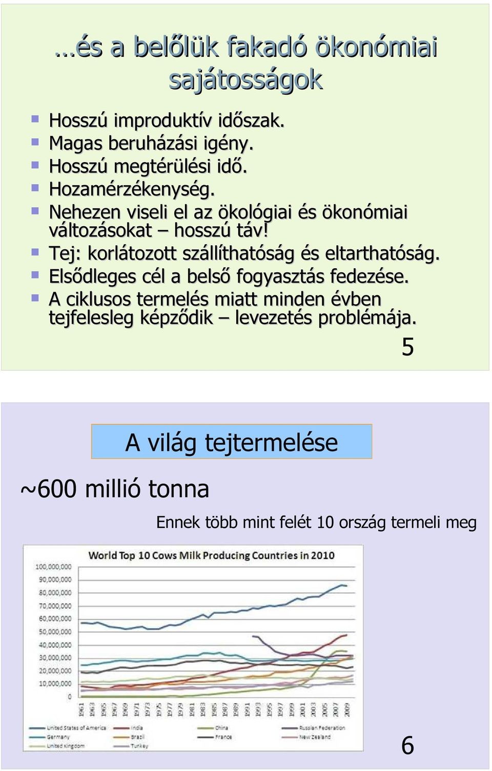 Tej: korlátozott szállíthatóság és eltarthatóság. Elsődleges cél a belső fogyasztás fedezése.