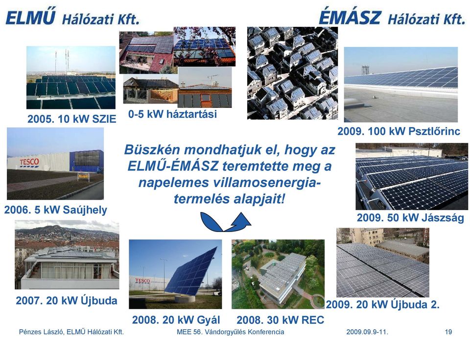 teremtette meg a napelemes villamosenergiatermelés alapjait! 2009.