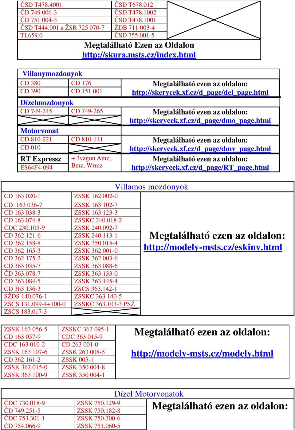 html Motorvonat CD 810-221 CD 810-141 CD 010 RT Expressz ES64F4-094 + 3vagon Amz, Bmz, Wrmz Villamos mozdonyok CD 163 020-1 ZSSK 162 002-0 CD 163 036-7 ZSSK 163 102-7 CD 163 038-3 ZSSK 163 123-3 CD