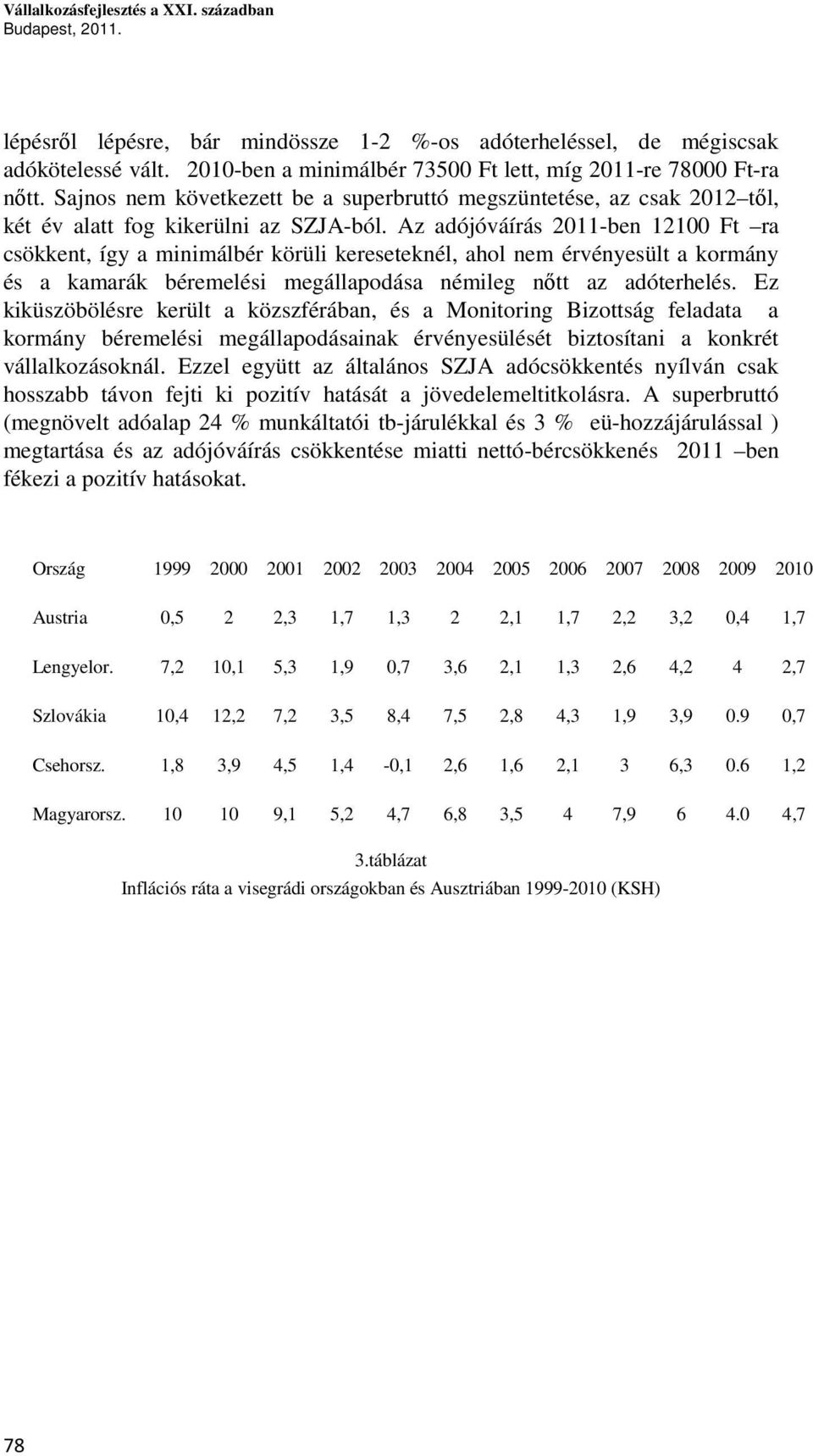 Az adójóváírás 2011-ben 12100 Ft ra csökkent, így a minimálbér körüli kereseteknél, ahol nem érvényesült a kormány és a kamarák béremelési megállapodása némileg nőtt az adóterhelés.