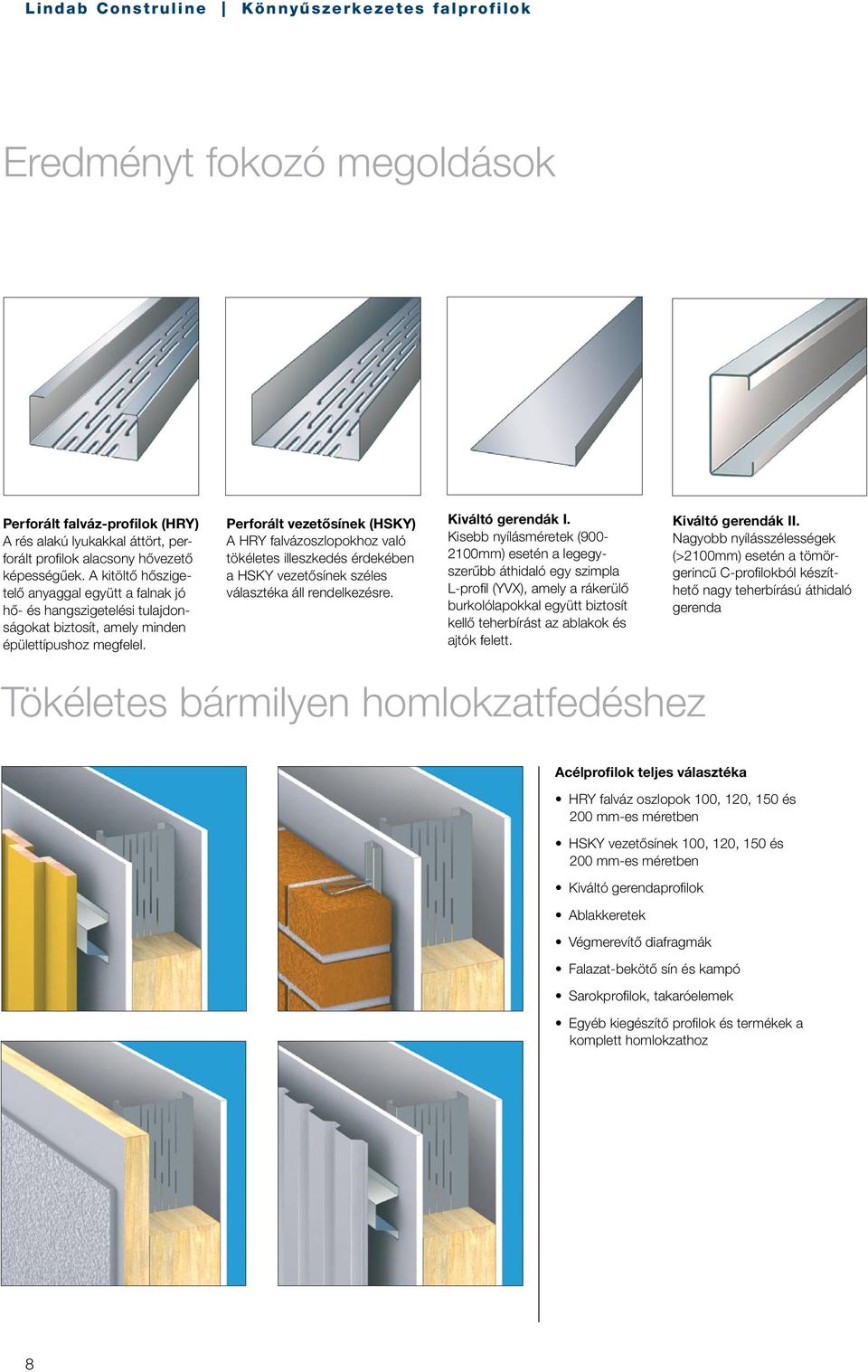 Perforált vezetősínek (HSKY) A HRY falvázoszlopokhoz való tökéletes illeszkedés érdekében a HSKY vezetősínek széles választéka áll rendelkezésre. Kiváltó gerendák I.