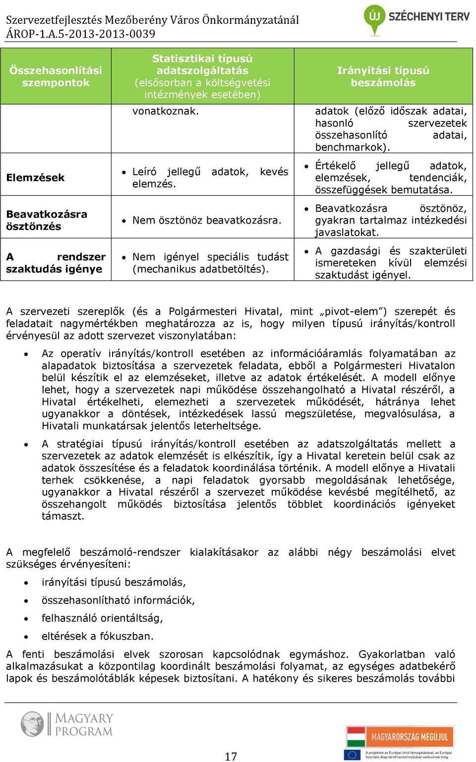 Irányítási típusú beszámlás adatk (előző időszak adatai, hasnló szervezetek összehasnlító adatai, benchmarkk). Értékelő jellegű adatk, elemzések, tendenciák, összefüggések bemutatása.