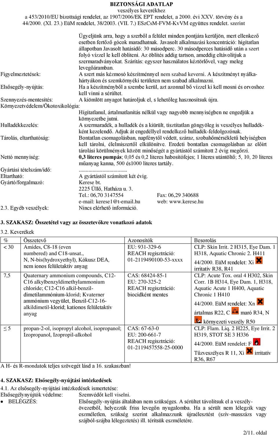 BIZTONSÁGI ADATLAP 1. SZAKASZ: Az anyag/keverék és a vállalat/vállalkozás  azonosítása RIA Sept kézfertőtlenítő szer - PDF Free Download