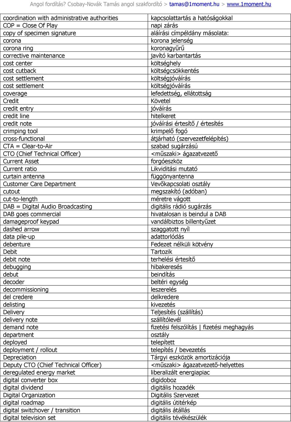 Hírközlési és távközlési angol műszaki szótár Hungarian Dictionary of  Infocommunications and Telecommunications Terms - PDF Free Download