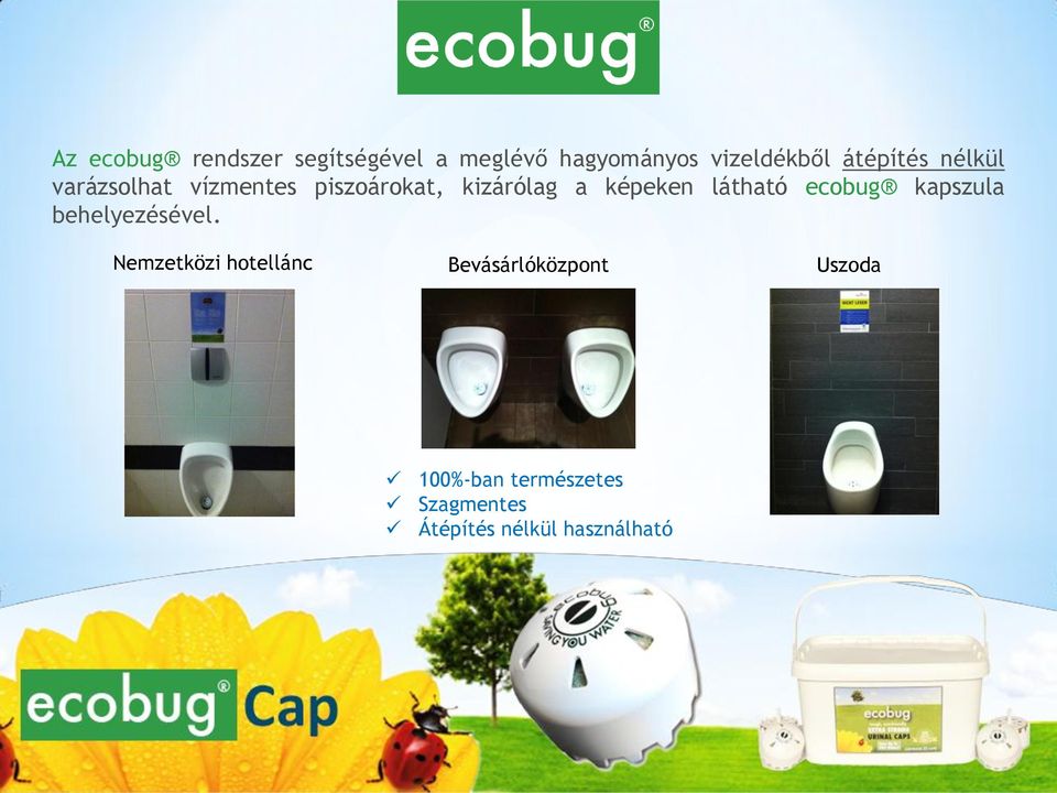 látható ecobug kapszula behelyezésével.