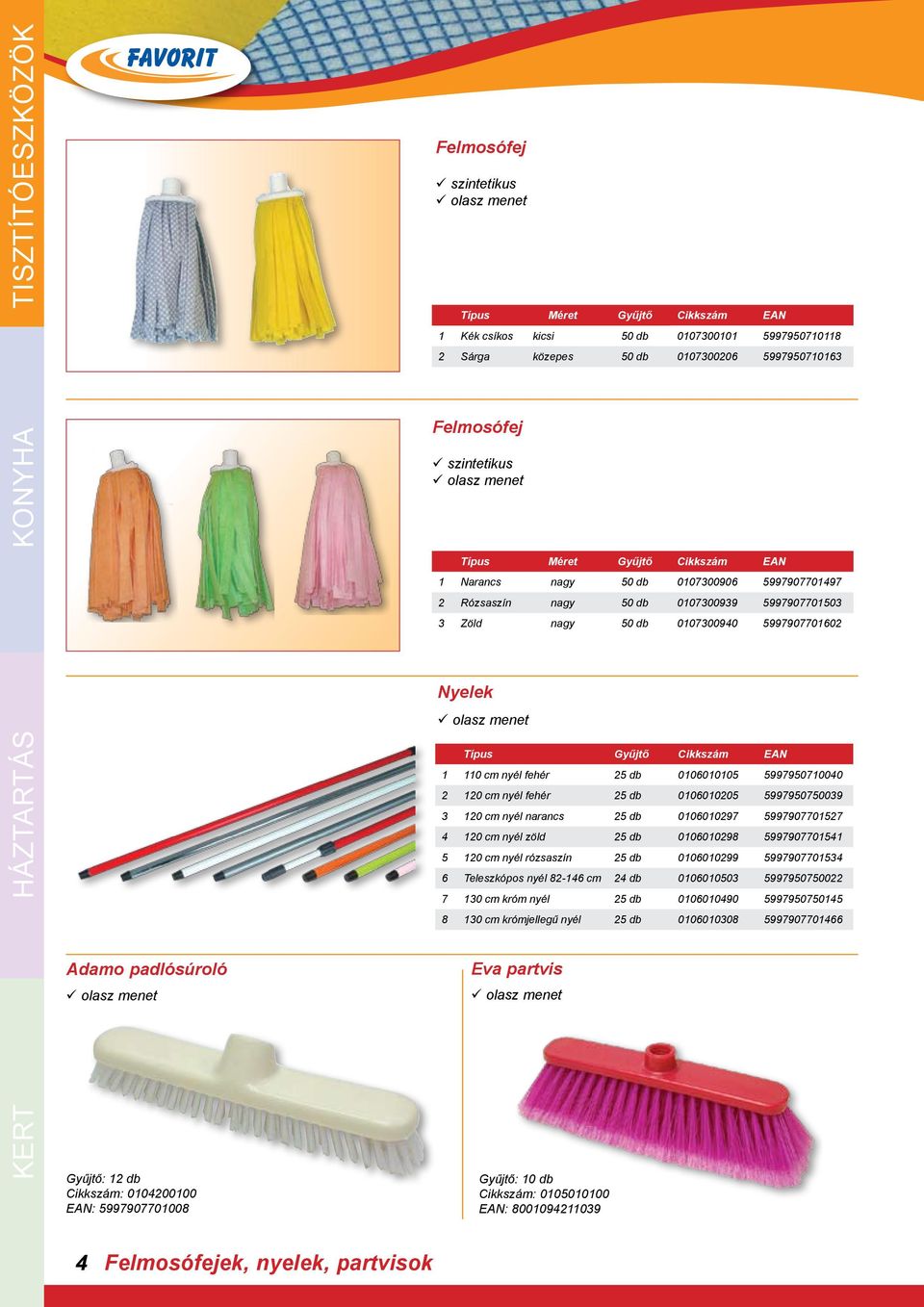 0106010105 5997950710040 2 120 cm nyél fehér 25 db 0106010205 5997950750039 3 120 cm nyél narancs 25 db 0106010297 5997907701527 4 120 cm nyél zöld 25 db 0106010298 5997907701541 5 120 cm nyél