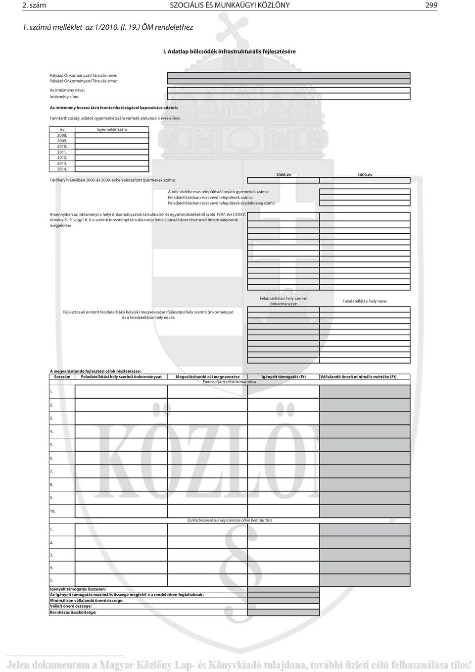 fenntarthatóságával kapcsolatos adatok: Fenntarthatósági adatok (gyermeklétszám várható alakulása 5 évre előre): év 2008. 2009. 2010. 2011. 2012. 2013. 2014. Gyermeklétszám Férőhely hiányában 2008.