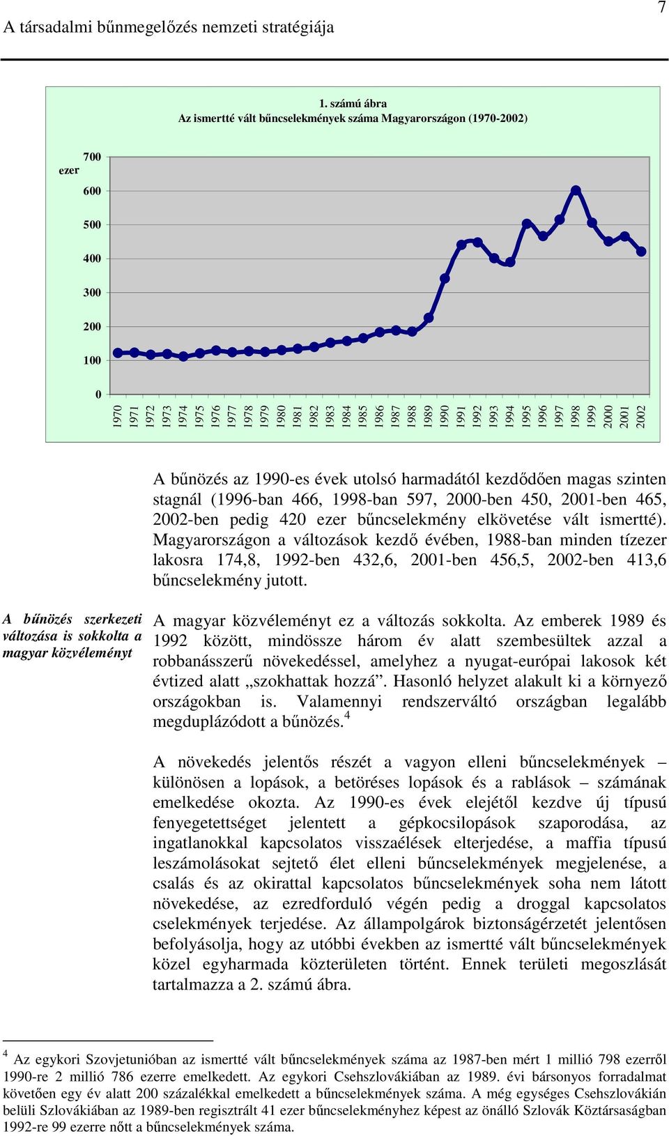 kezdıdıen magas szinten stagnál (1996-ban 466, 1998-ban 597, 2000-ben 450, 2001-ben 465, 2002-ben pedig 420 ezer bőncselekmény elkövetése vált ismertté).