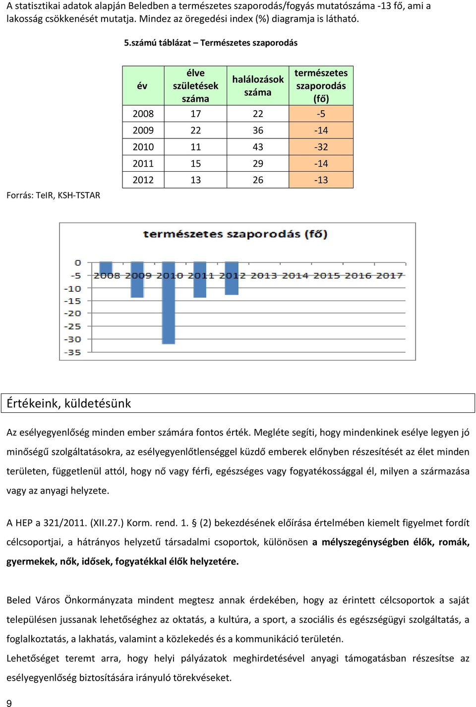 26-13 Értékeink, küldetésünk Az esélyegyenlőség minden ember számára fontos érték.