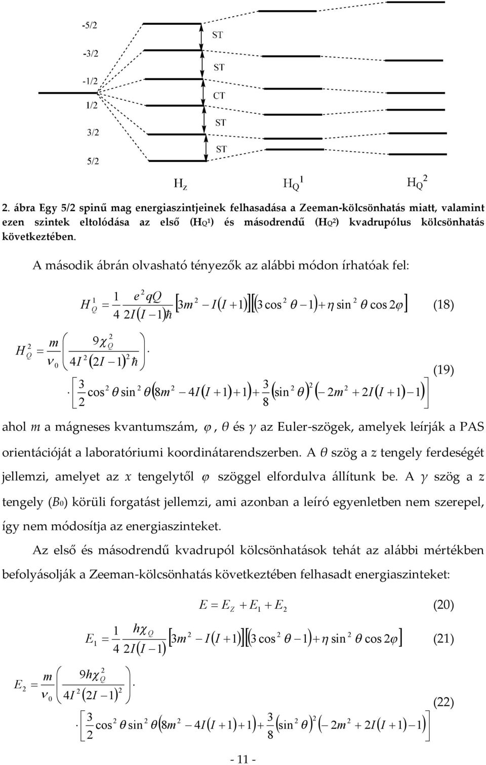 mágneses kvantumszám,, θ és γ az Euler-szögek, amelyek leírják a PAS orientációját a laboratóriumi koordinátarendszerben.