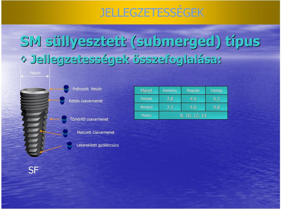 Keskeny Regular Vastag Kettős csavarmenet Felület let 3.8 4.5 5.3 Átmérő 3.