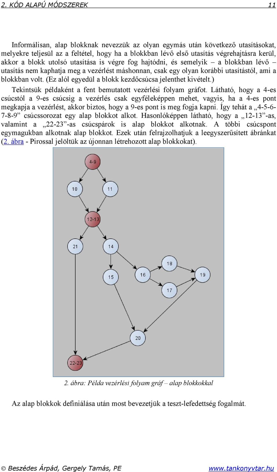 (Ez alól egyedül a blokk kezdőcsúcsa jelenthet kivételt.) Tekintsük példaként a fent bemutatott vezérlési folyam gráfot.