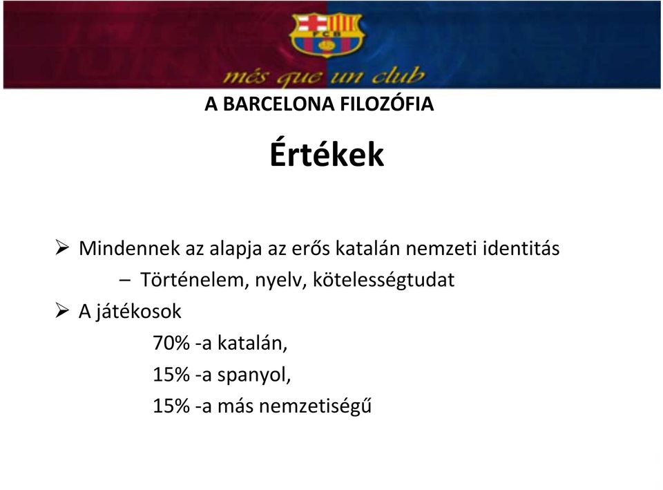 Történelem, nyelv, kötelességtudat A játékosok