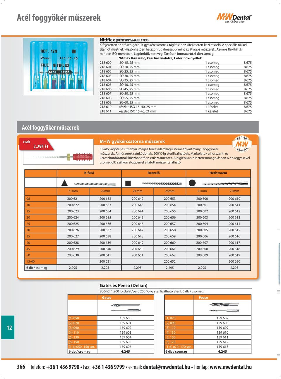 Nitiflex K-reszelő, kézi használatra, Colorinox-nyéllel: 218 600 ISO 15, 25 mm 1 csomag 8.675 218 601 ISO 20, 25 mm 1 csomag 8.675 218 602 ISO 25, 25 mm 1 csomag 8.