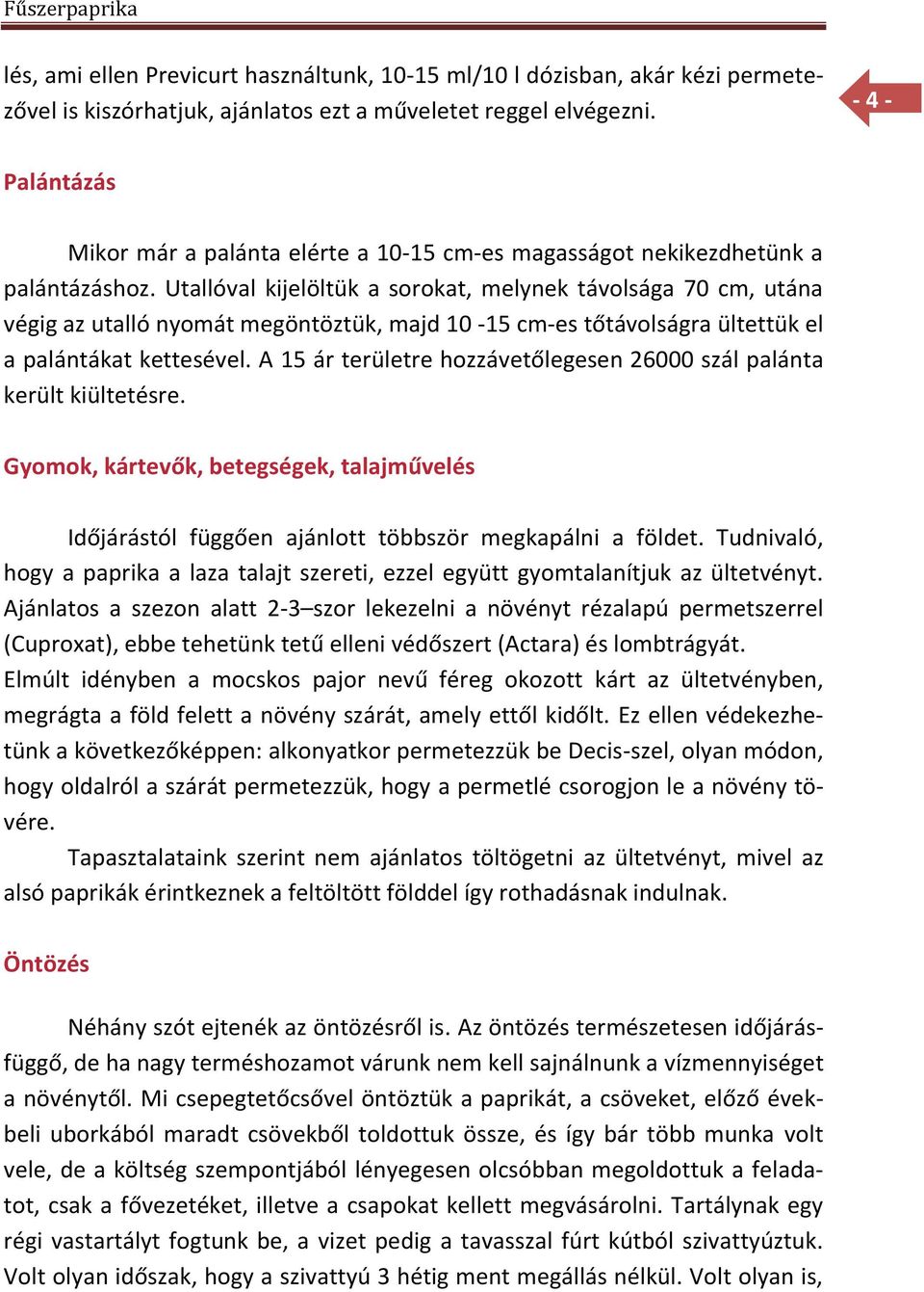 Utallóval kijelöltük a sorokat, melynek távolsága 70 cm, utána végig az utalló nyomát megöntöztük, majd 10-15 cm-es tőtávolságra ültettük el a palántákat kettesével.
