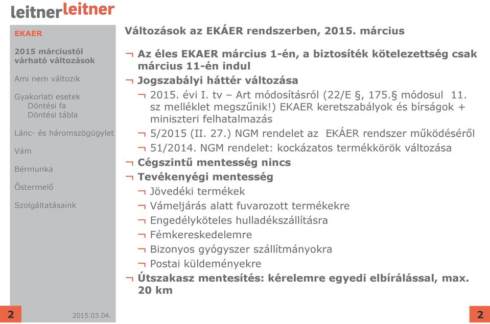 sz melléklet megszűnik!) EKAER keretszabályok és bírságok + miniszteri felhatalmazás 5/2015 (II. 27.) NGM rendelet az EKÁER rendszer működéséről 51/2014.