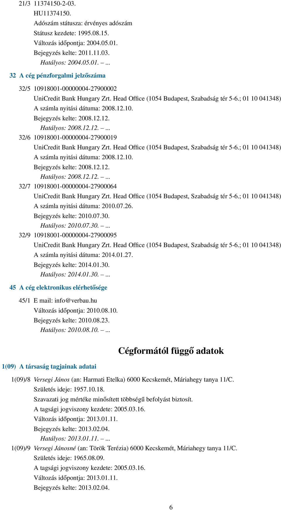 12.12.... 32/6 10918001-00000004-27900019 A számla nyitási dátuma: 2008.12.10. Bejegyzés kelte: 2008.12.12. Hatályos: 2008.12.12.... 32/7 10918001-00000004-27900064 A számla nyitási dátuma: 2010.07.